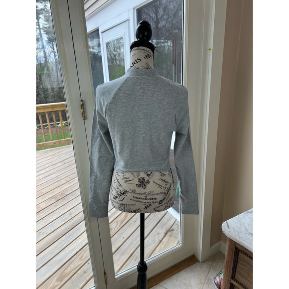 NWT Fashion Nova Friendly Competition Charcoal Long sleeve Crop Top 3/4 zip - Picture 3 of 11